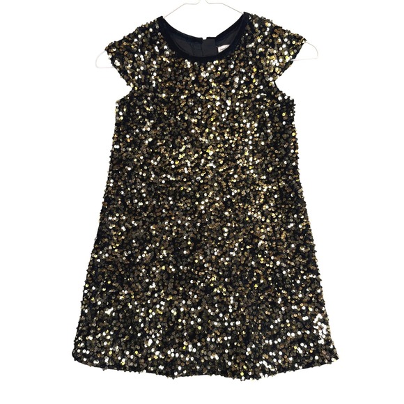 cupcakes and cashmere Other - Sparkly Gold Sequin Velvet Shift Dress Sz 6 Cupcakes & Cashmere Holiday Festive